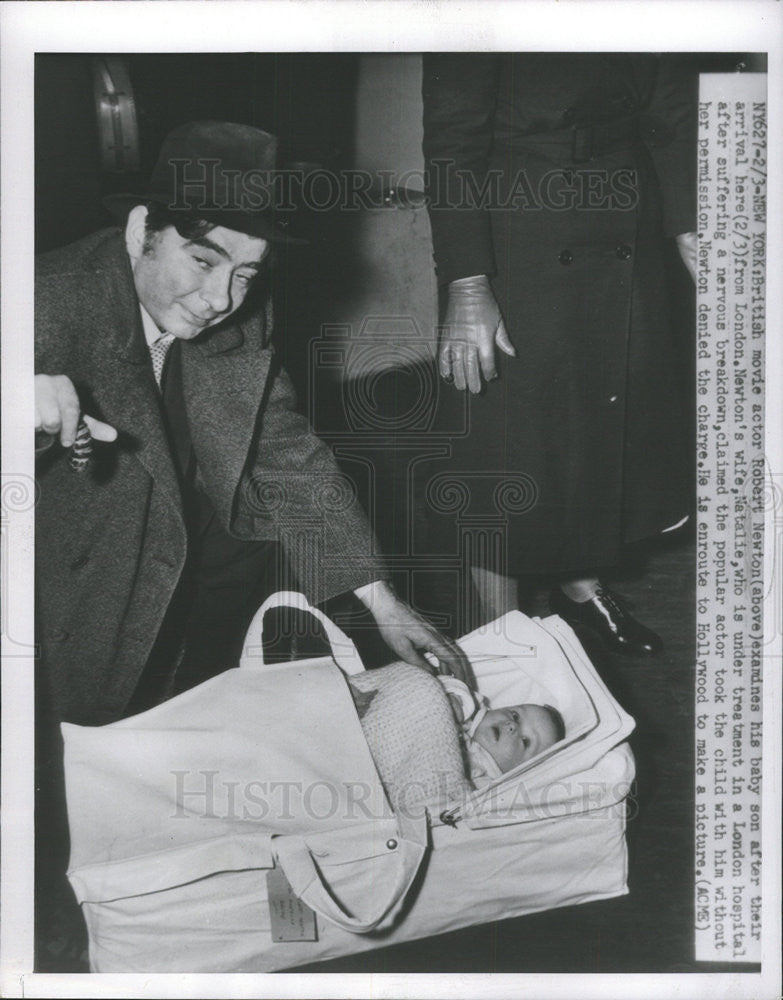 1957 Press Photo Newton Examine Son And Wife Natalie Under Treatment In Hospital - Historic Images