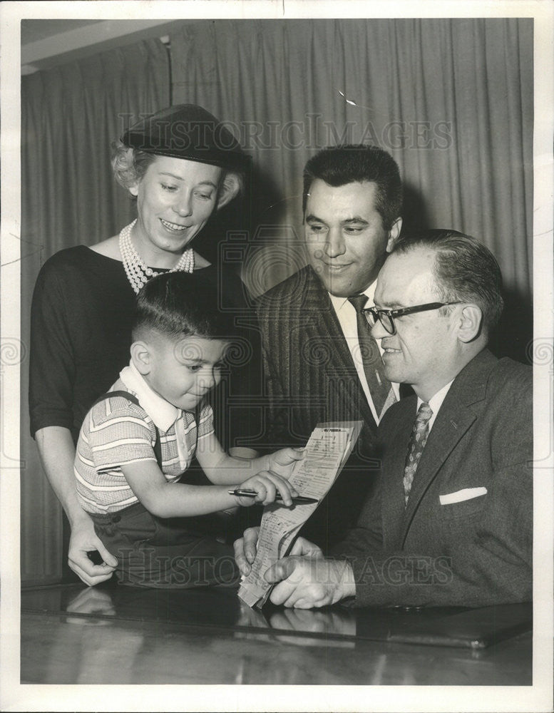 1959 Press Photo James Manos Television Writer Producer Son sign Citizenship - Historic Images