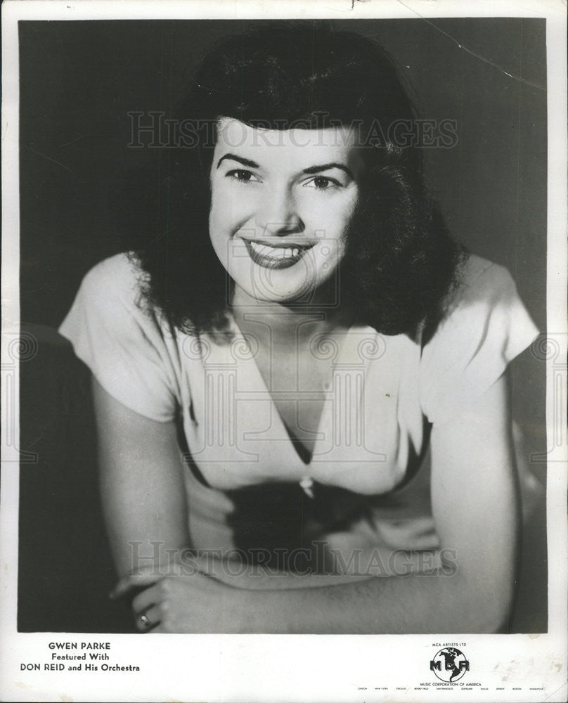 1949 Press Photo Vocalist Gwen Parke Featured with Don Reid and His Orchestra - Historic Images