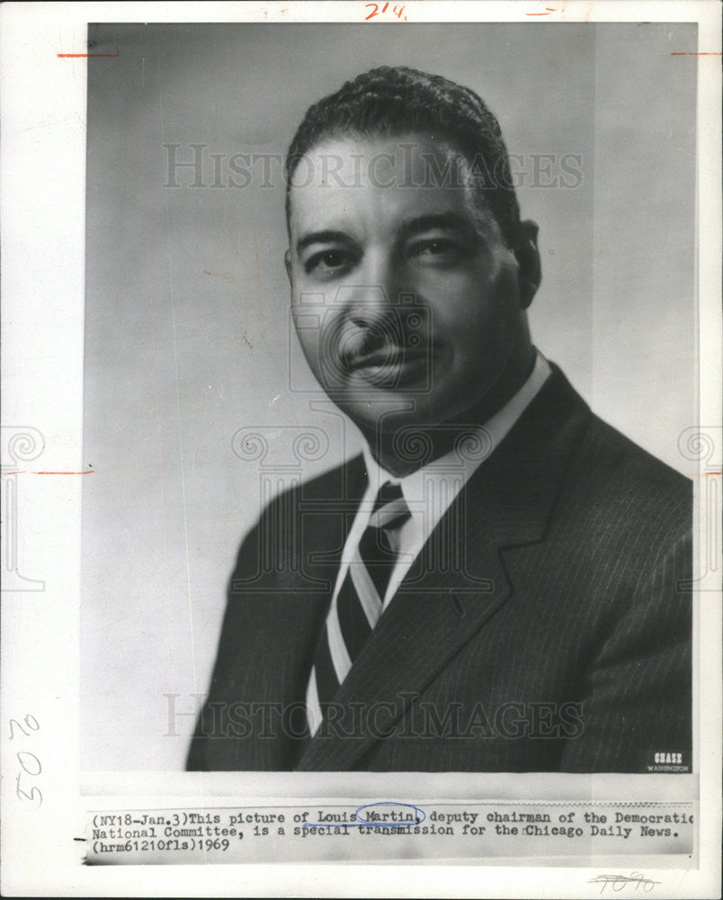 1969 Press Photo Louis Martin Democratic Natl Committee - Historic Images