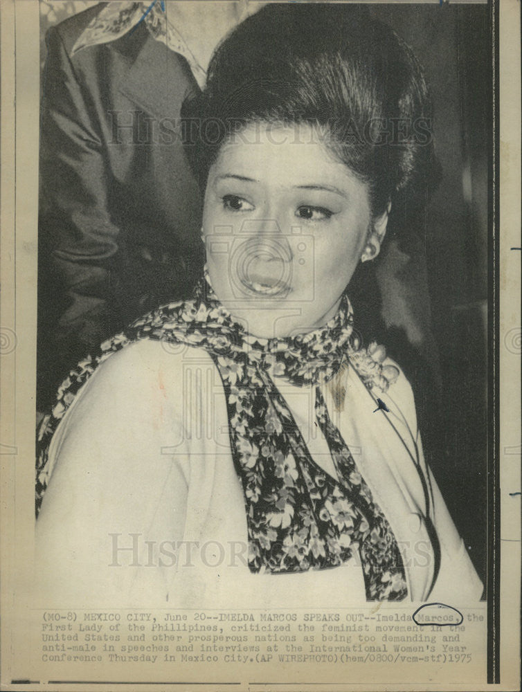 1975 Press Photo Imelda Marcos Criticizes US Feminist Movement - Historic Images
