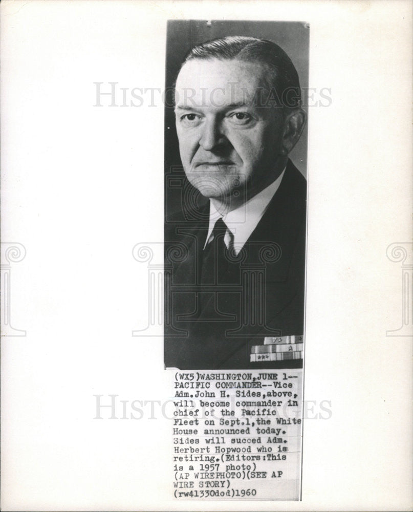 1960 Press Photo John Sides United States Pacific Fleet Commander Chief - Historic Images