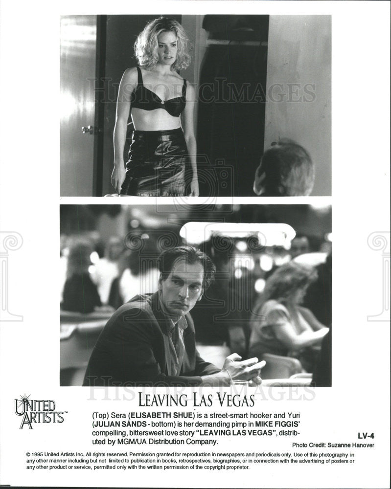 1995 Press Photo Elisabeth Shue and Julian Sands in &quot;Leaving Las Vegas&quot; - Historic Images