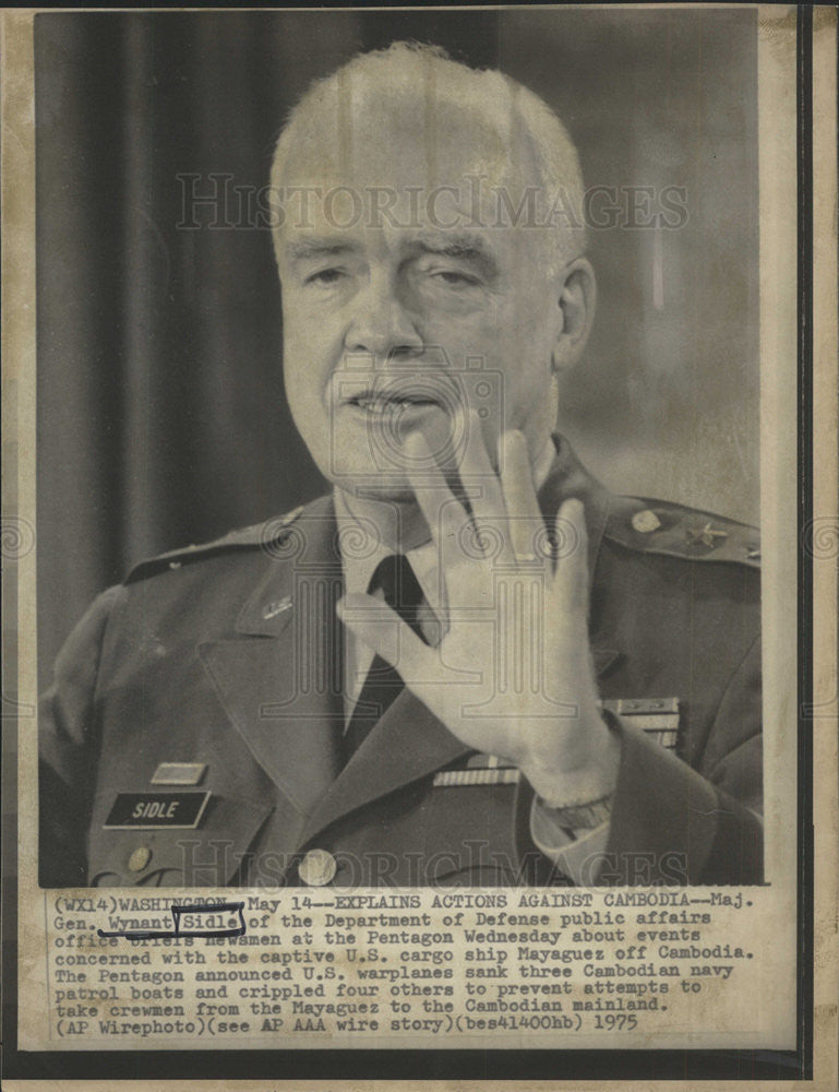 1975 Press Photo Maj. Gen. Wynant Sidle Department of Defense public affairs ofc - Historic Images