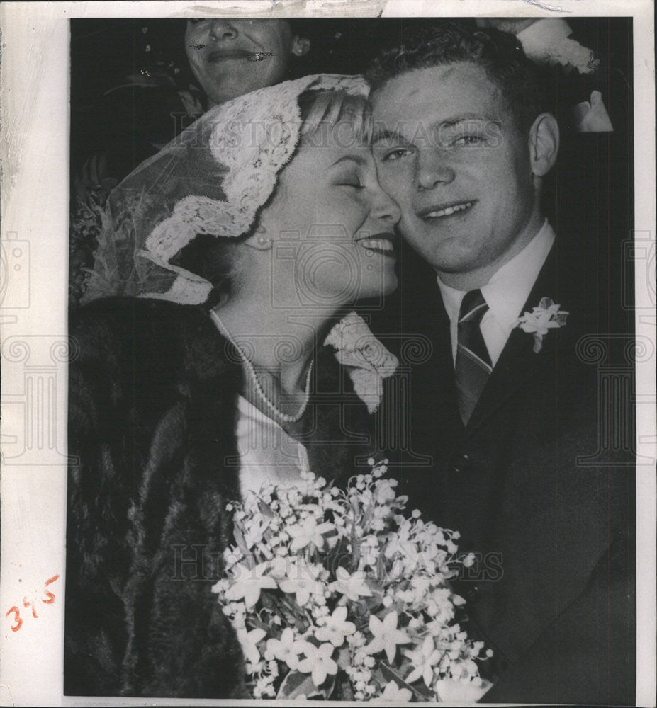 1958 Press Photo James McArthur Joyee Collins Bulifant Leave Church In Solebury - Historic Images