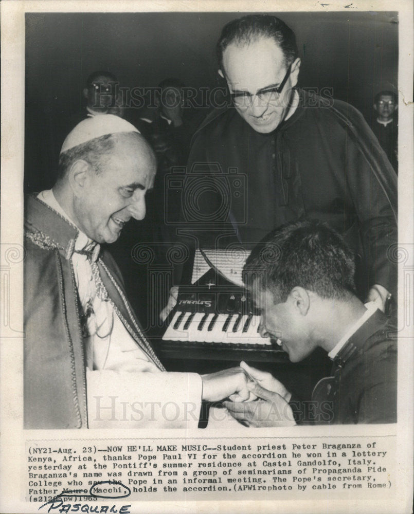 1970 Press Photo Student priest Peter Braganza and Pope PaulVI - Historic Images