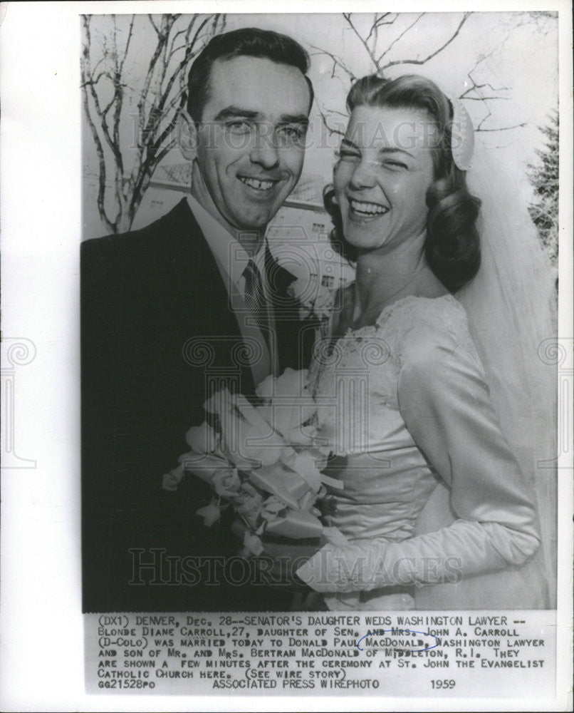 1959 Press Photo DONALD PAUL MACDONALD WASHINGTON LAWYER DIANE CARROLL - Historic Images