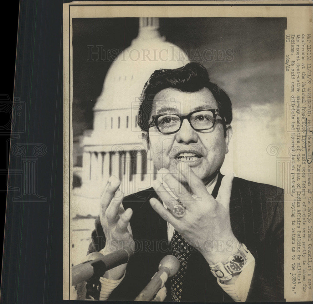 1972 Press Photo PETER MACDONALD AMERICAN POLITICIAN CHAIRMAN NAVAJO TRIBE - Historic Images