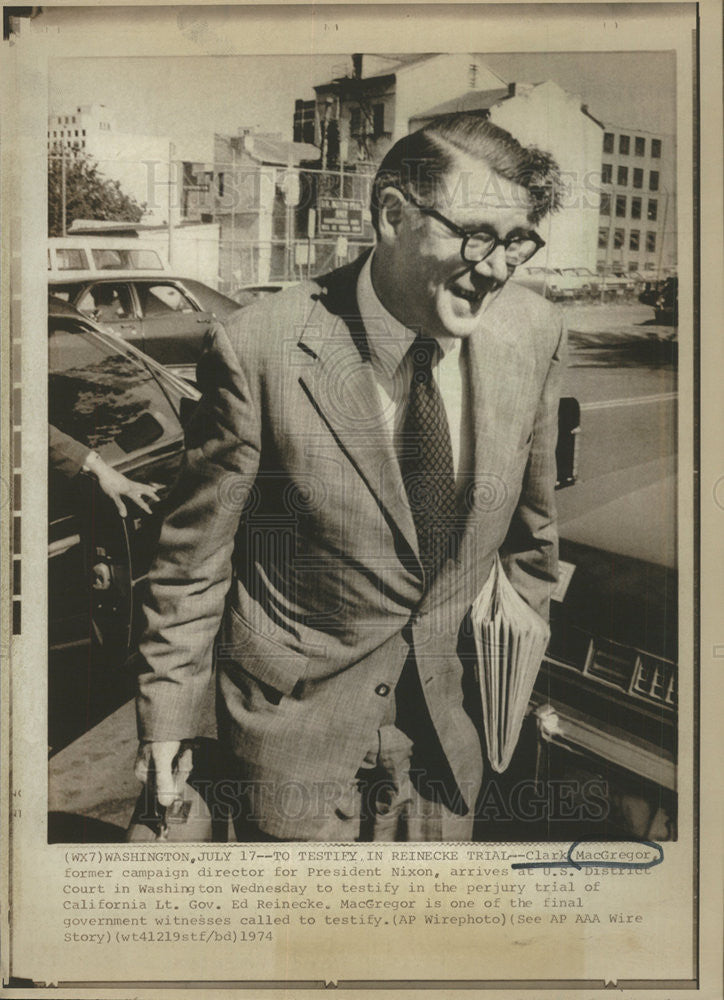 1974 Press Photo Clark MacGregor, Former Campaign Director For President Nixon - Historic Images