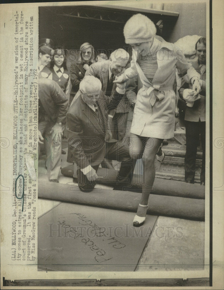 1972 Press Photo Actress Ali Macgraw - Historic Images