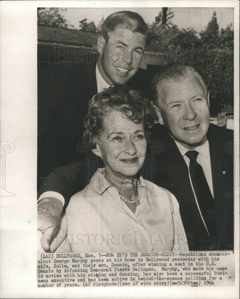 1964 Press Photo Sen George Murphy and wife Julie - Historic Images