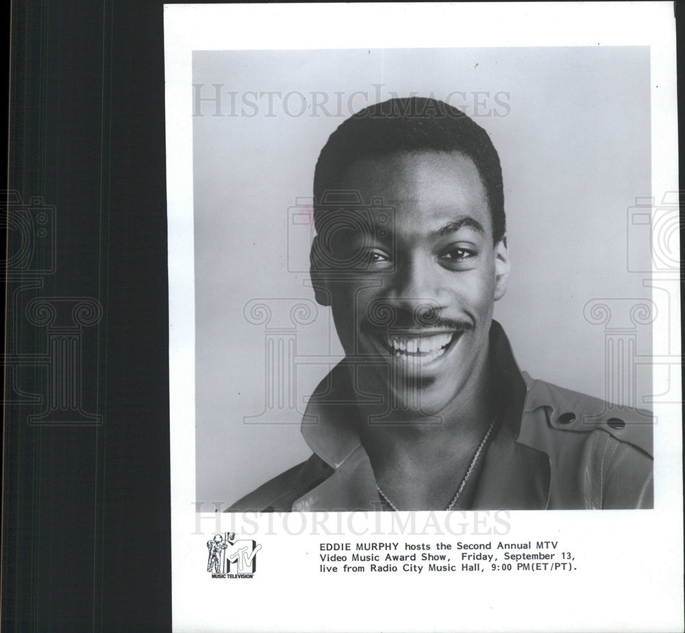 1985 Press Photo Eddie Murphy host of the Annual MTV Video Music Award Show - Historic Images