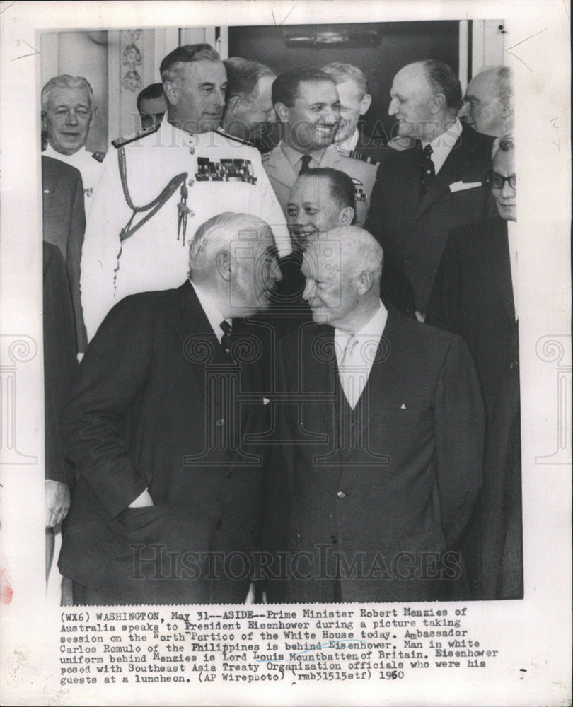 1960 Press Photo Prime Minister Robert Menzies Australia President Eisenhower - Historic Images