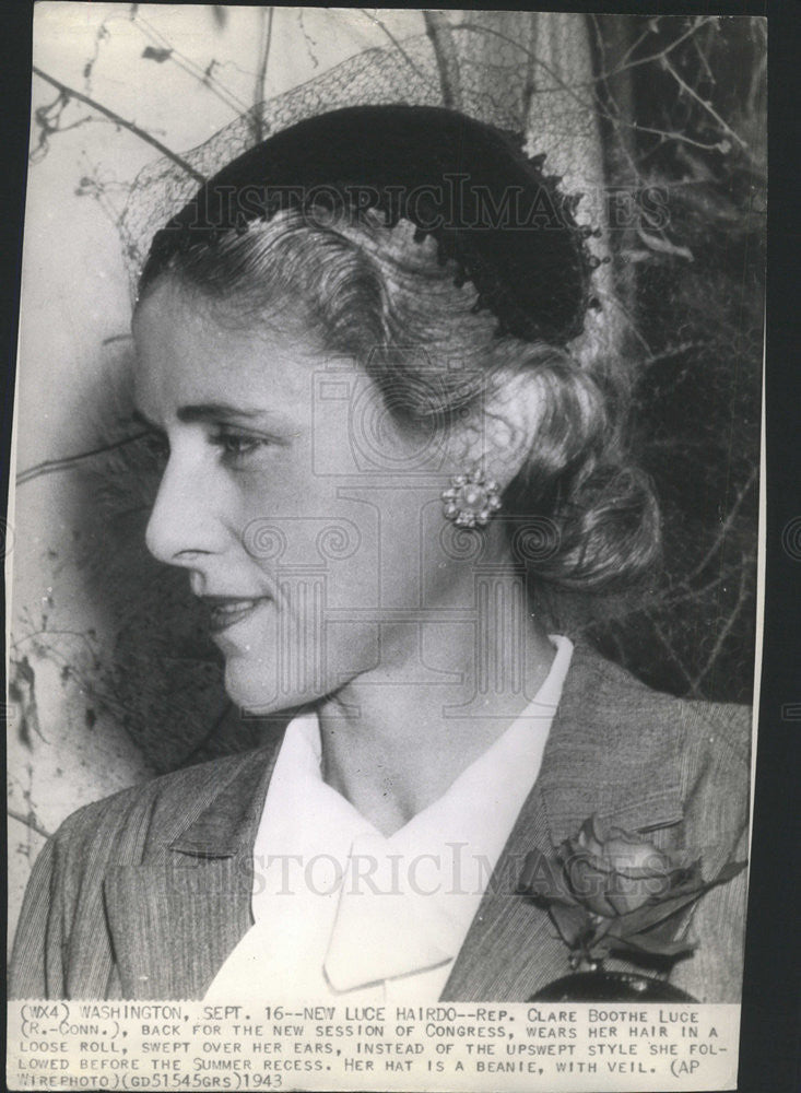 1943 Press Photo clare booth luce former ambassador Italy - Historic Images