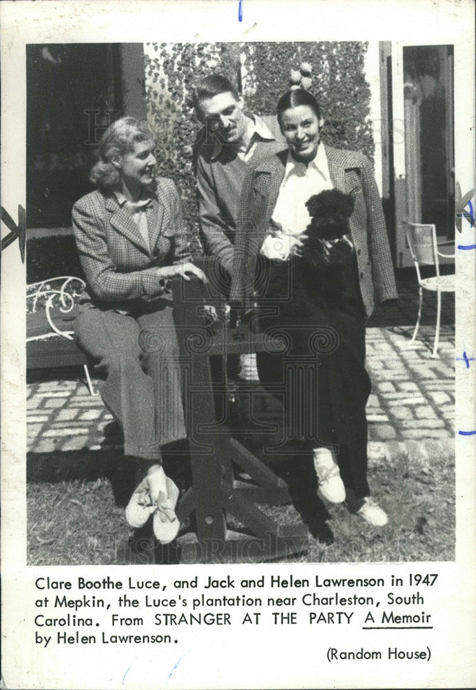 1975 Press Photo Clare Booth Luce and Jack and Helen Lawrenson - Historic Images