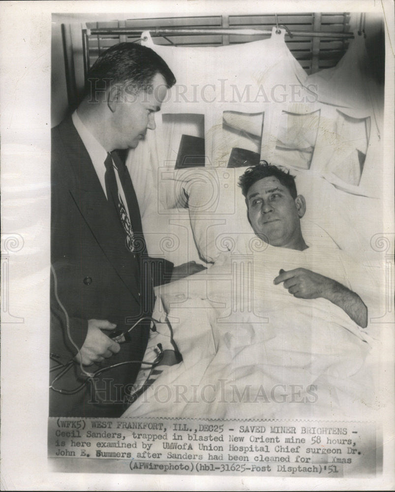 1951 Press Photo Cecil Sanders one of the trapped miner after rescue - Historic Images