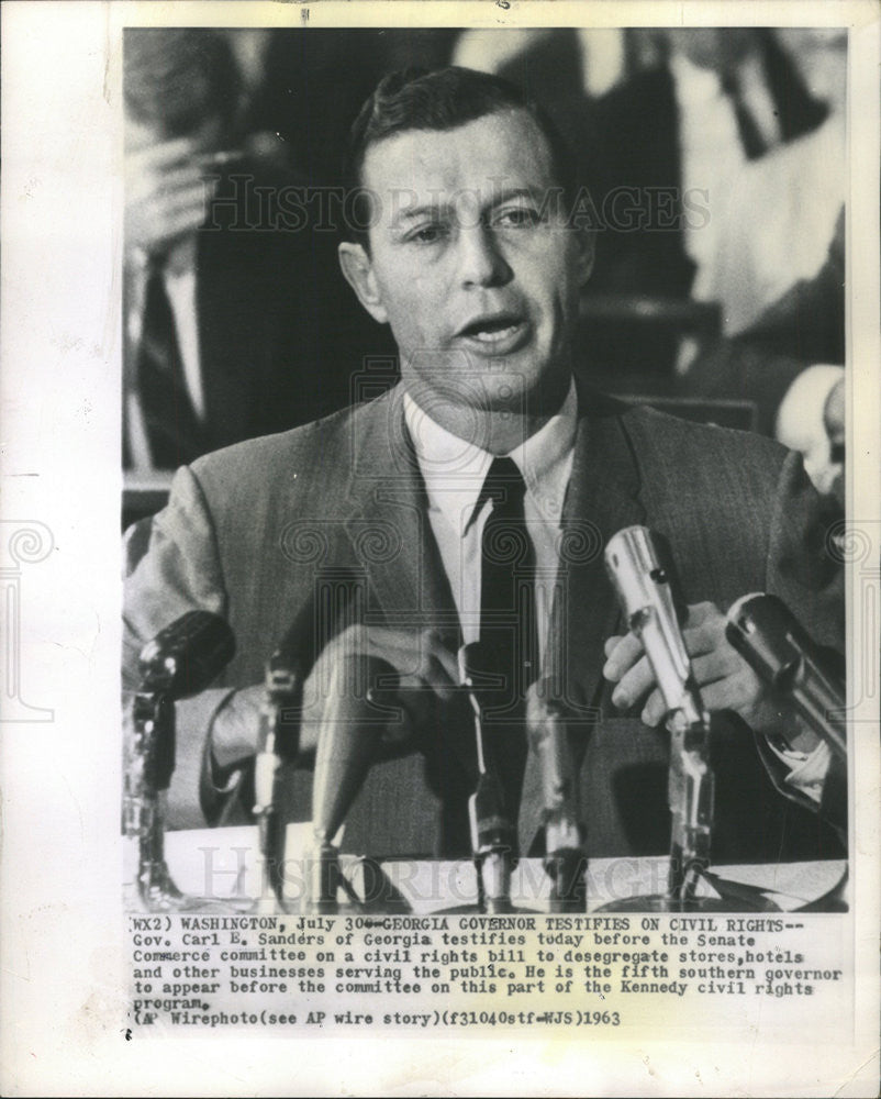 1963 Press Photo Governor Carl E. Sanders Georgia Senate Testify Desegregation - Historic Images