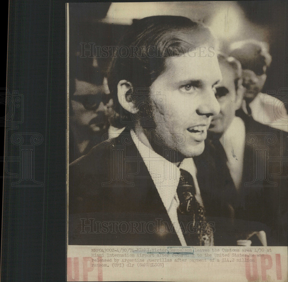 1974 Press Photo Victor Samuelson,released by Argentine guerills - Historic Images