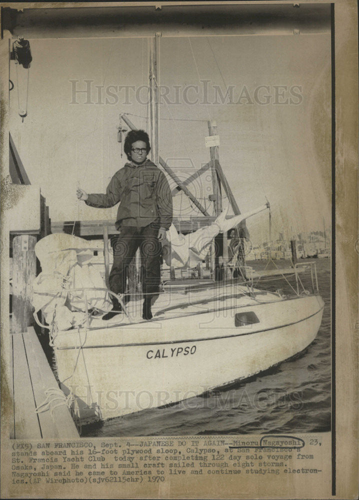 1970 Press Photo Minoru Nagayoshi Calypso San Francisco St. Francis Yacht Club - Historic Images