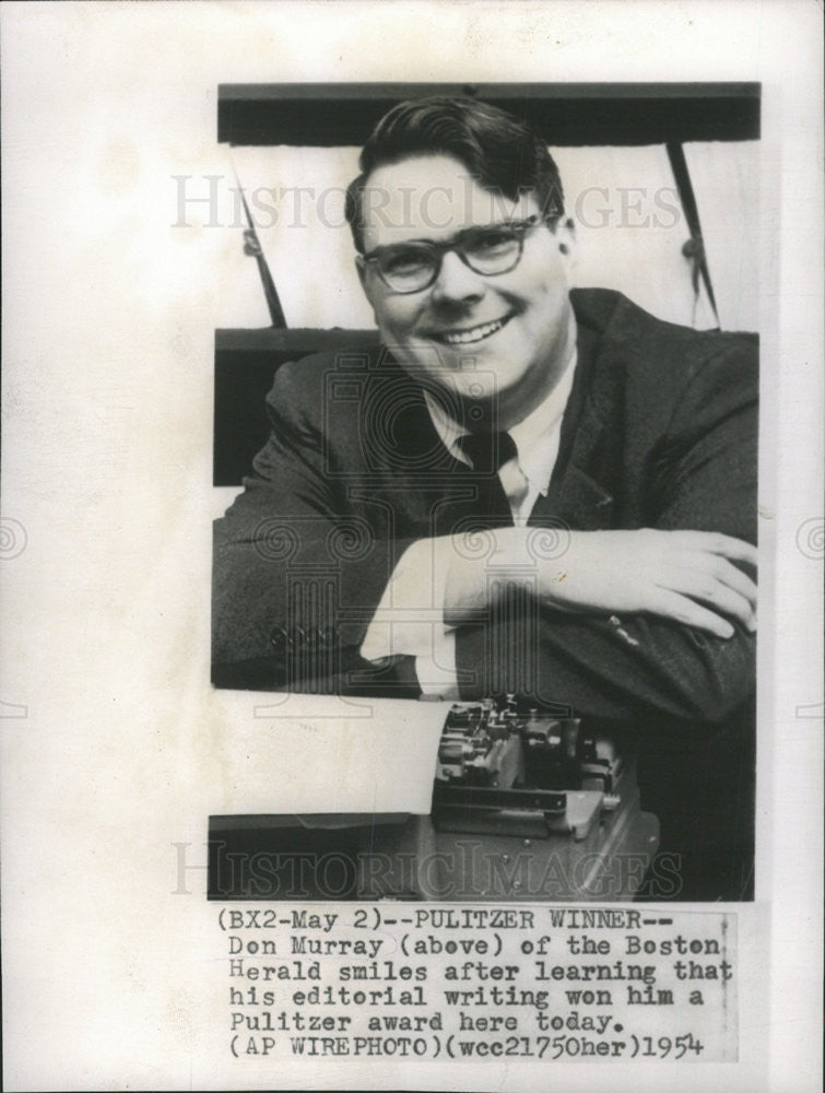 1954 Press Photo Don Murray of the Boston Herald won a Pulitzer award - Historic Images