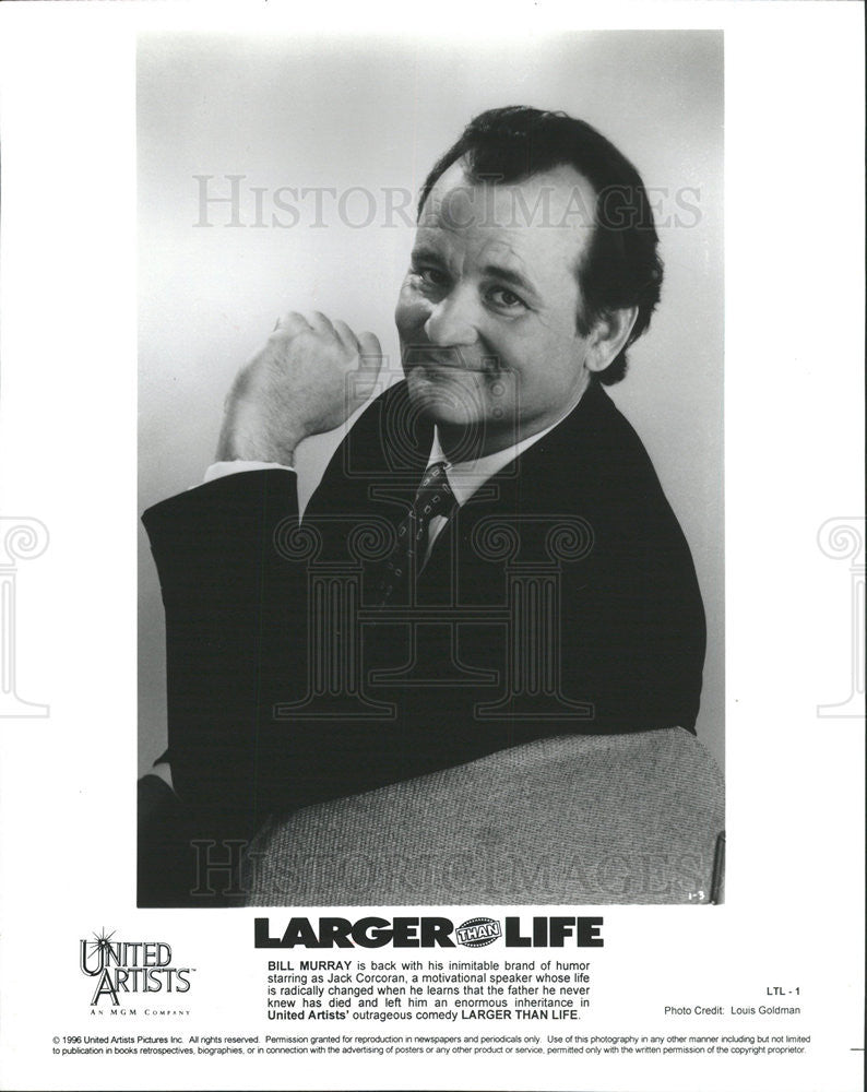 1996 Press Photo Bill Murray Actor Comedian Larger Than Life Film Movie - Historic Images