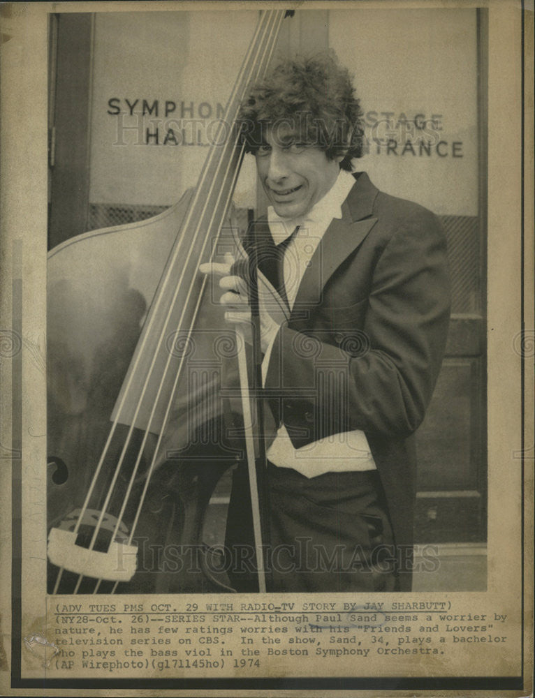 1974 Press Photo Friends And Lovers Series Actor Sand Holding Bass Viol - Historic Images