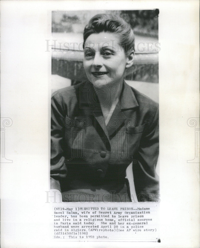 1962 Press Photo madame raoul salan - Historic Images