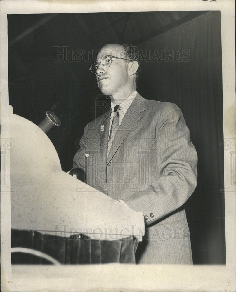 1956 Press Photo Polio Vaccine Developer Doctor Salk Navy Pier Speech - Historic Images