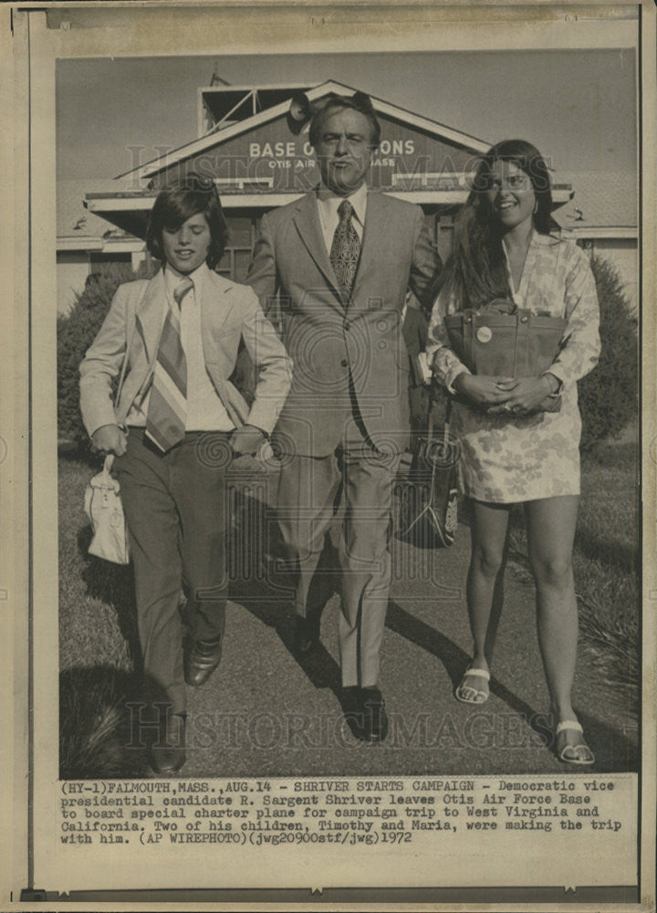 1972 Press Photo Robert Sargent Shriver Vice Presidential Campaign - Historic Images