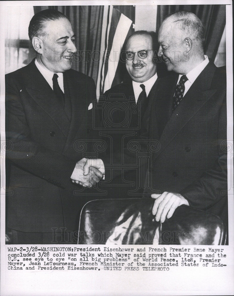 1928 Press Photo President Eisenhower and French Premier Rene Mayer - Historic Images