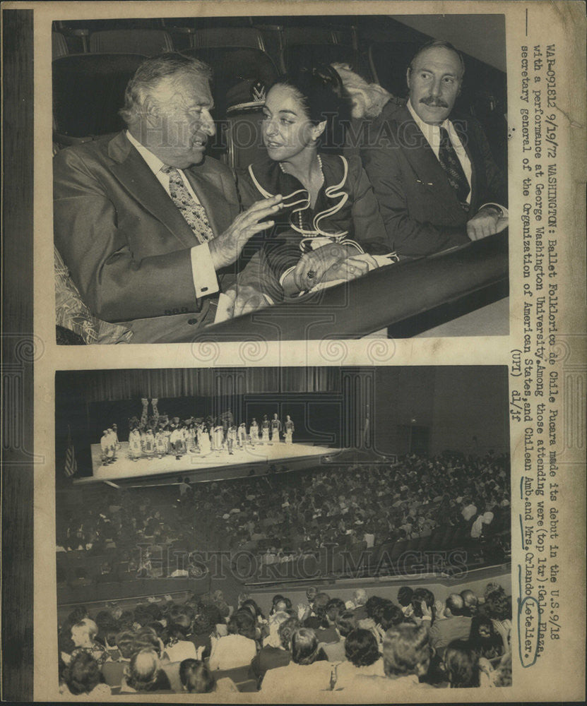 1972 Press Photo Ballet Folklorico De Chile Pucara George Washington University - Historic Images