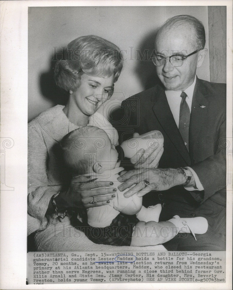 1966 Press Photo Lester Maddox Mrs Beverly Preston Tommy Preston Candidate - Historic Images