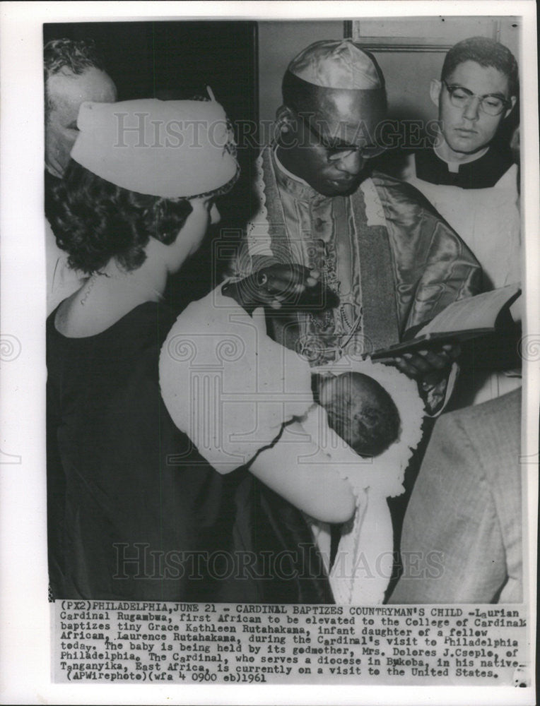 1961 Press Photo negro cardinal catholic church Laurian cardinal pugambwa - Historic Images