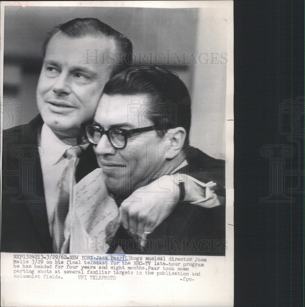 1962 Press Photo Jack Paar  Jose Melis - Historic Images