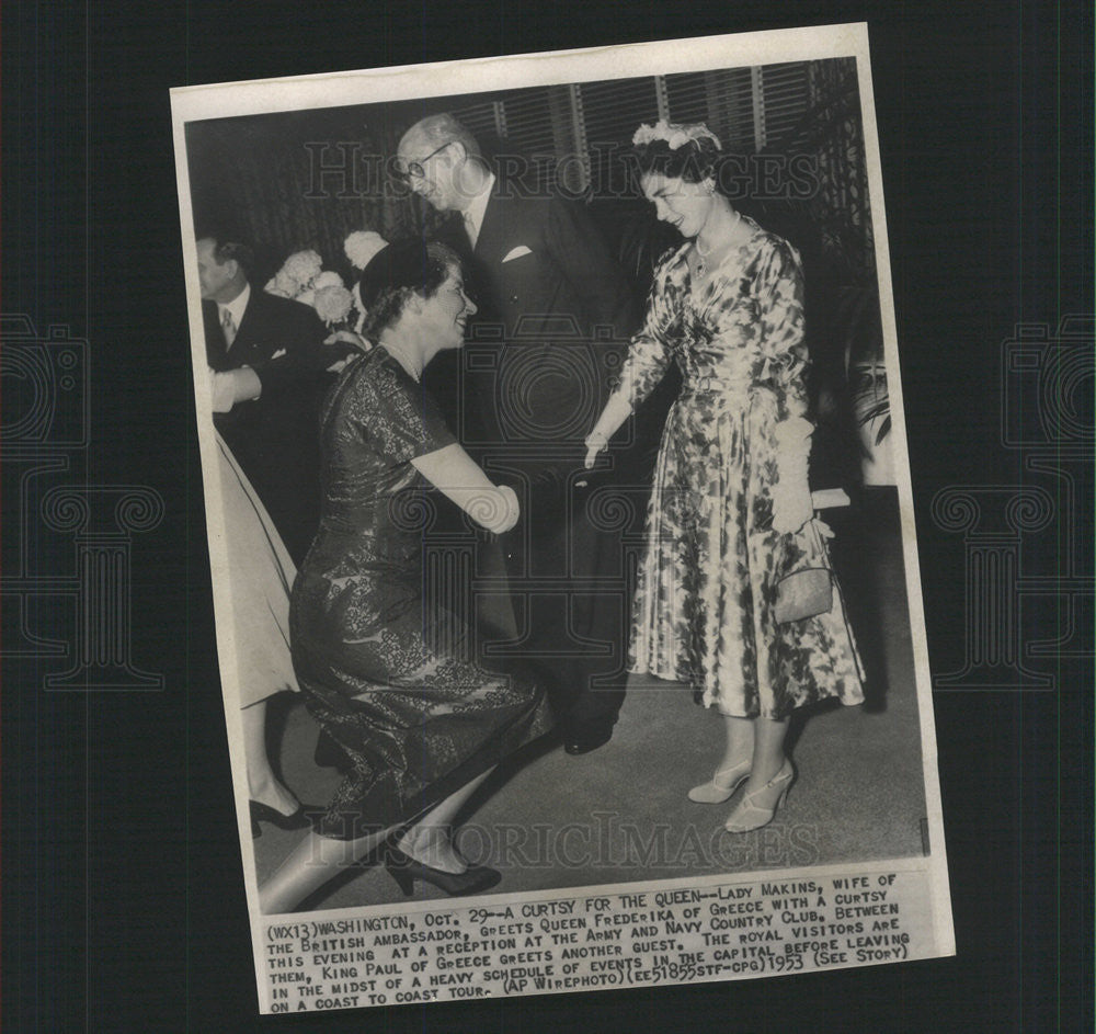 1953 Press Photo Lady makins and greece Queen Frederika - Historic Images