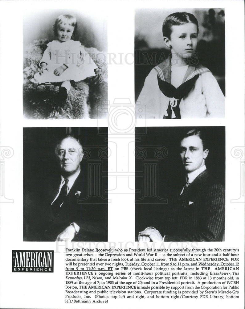 press photo President Franklin Roosevelt photos front infant to adult - Historic Images