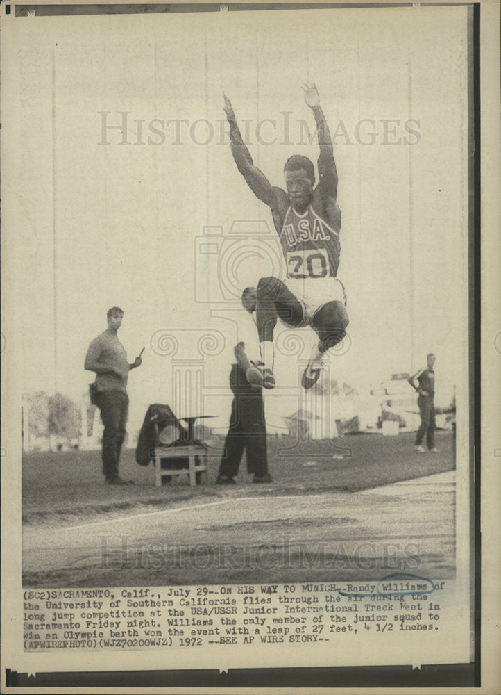 1972 Press Photo Randy Williams of the Univ. of Southern California long jump - Historic Images