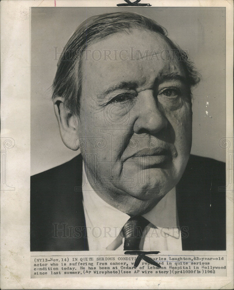 1962 Press Photo Charles Laughton - Historic Images