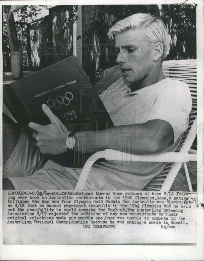 1964 Press Photo MURRAY ROSE SWIMMER OLYMPIC GOLD MEDALIST - Historic Images