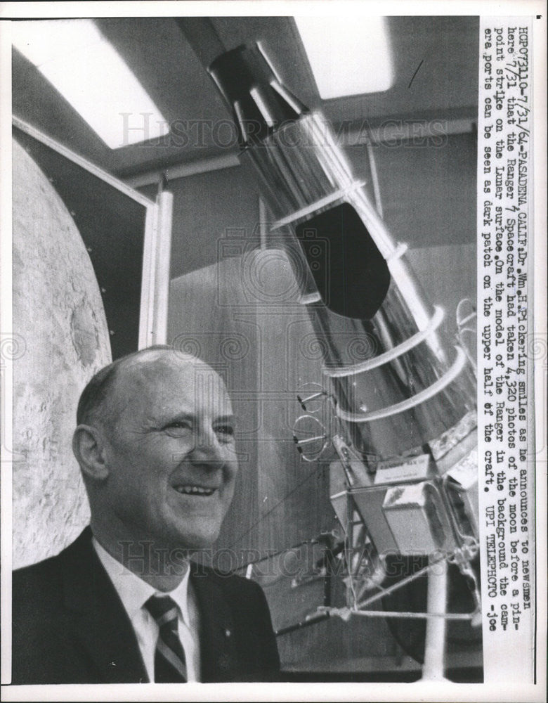 1964 Press Photo DR. WILLIAM H. PICKERING NEW ZEALAND SCIENTIST - Historic Images