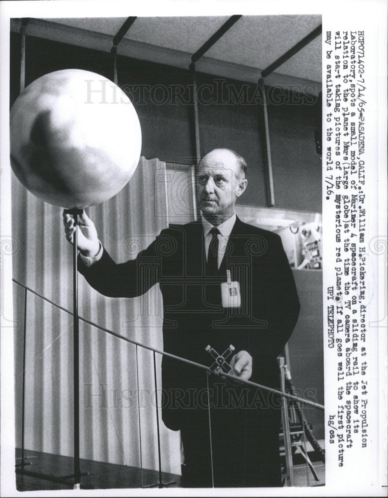 1965 Press Photo DR. WILLIAM H. PICKERING NEW ZEALAND ROCKET SCIENTIST - Historic Images