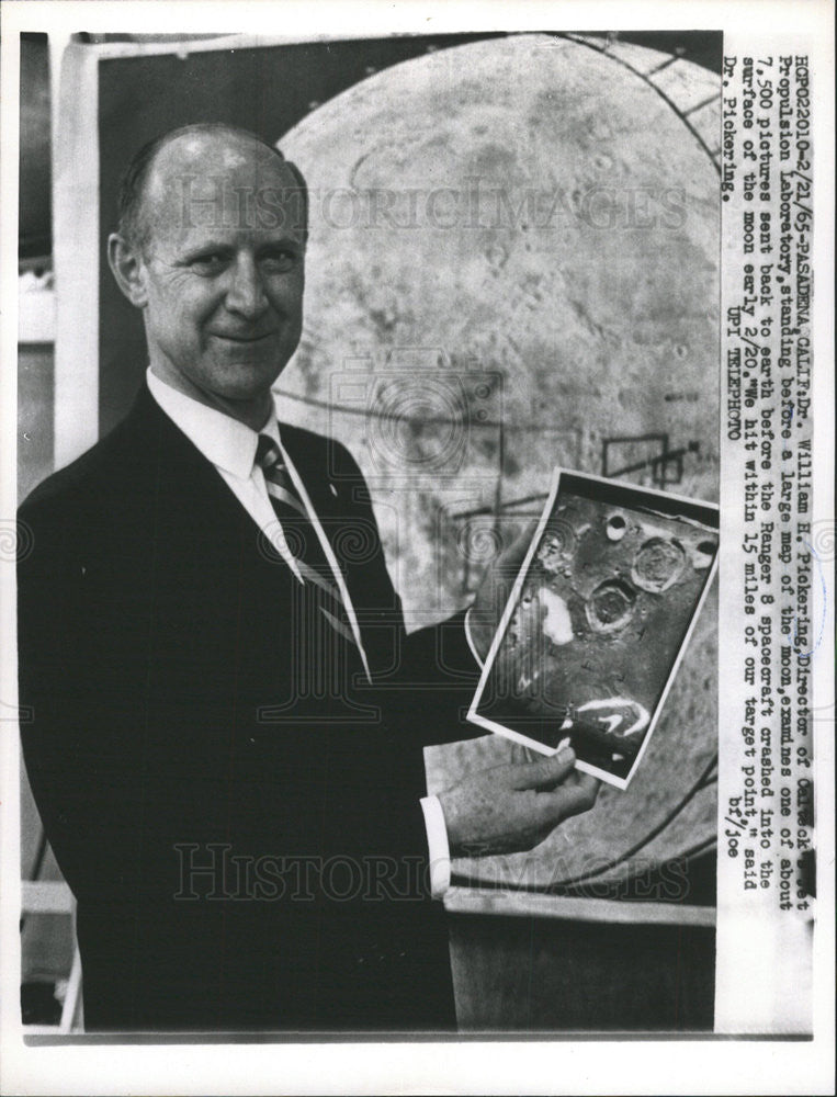 1965 Press Photo Dr. William Pickering, director of Caltech's Jet Propulsion Lab - Historic Images