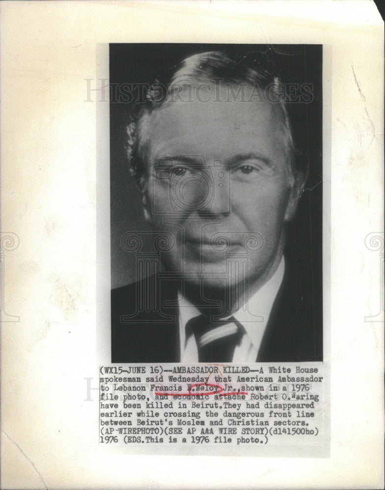 1976 Press Photo Francis Meloy,Ambassador to Lebanon - Historic Images