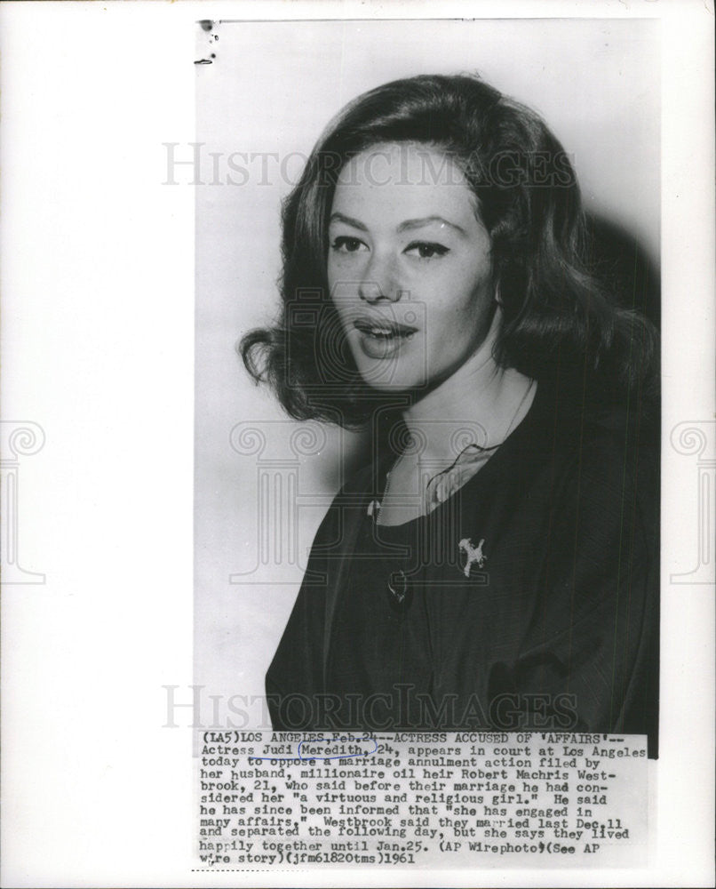 1961 Press Photo Judi Meredith,actress - Historic Images