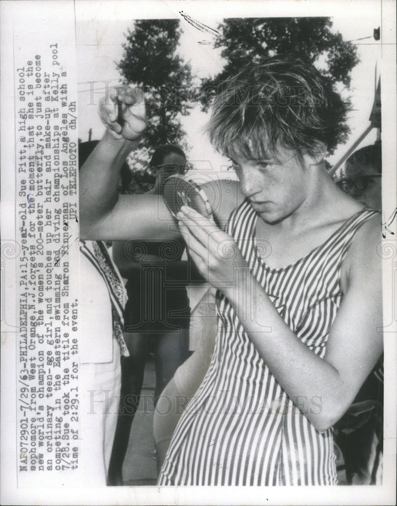 1963 Press Photo Sue Pitt World Champion Women 200 Meter Butterfly - Historic Images