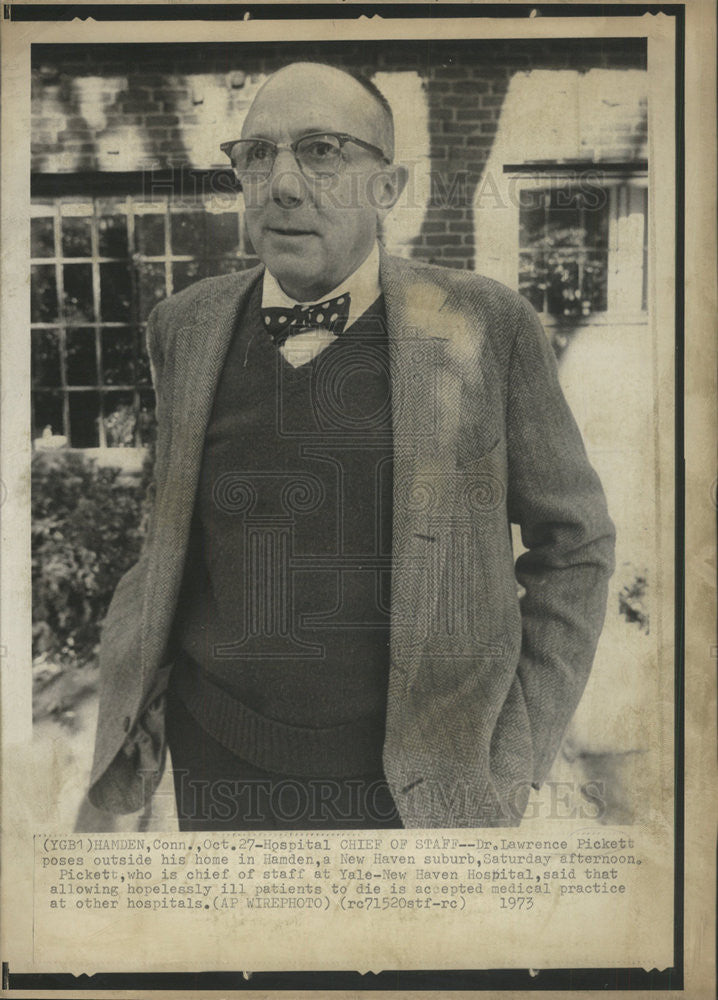 1973 Press Photo Dr Lawrence Pickett,chief of staff Yale New Haven Hosp. - Historic Images