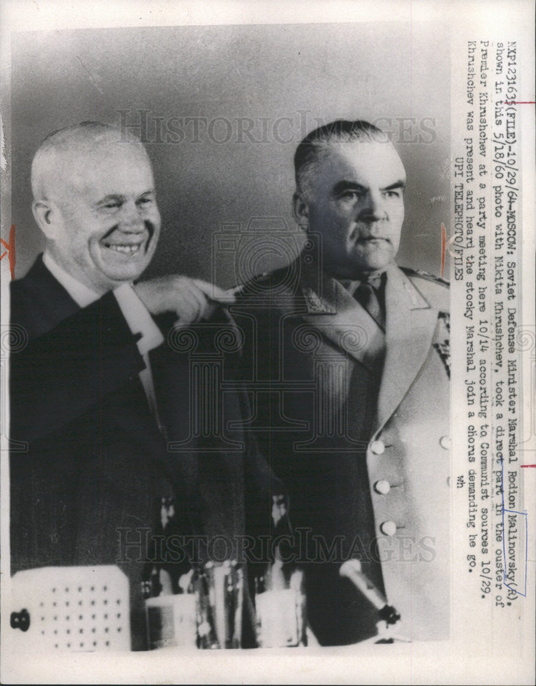 1964 Press Photo RODION MALINOVSK SOVIET MILITARY NIKITA KHRUSCHEV - Historic Images