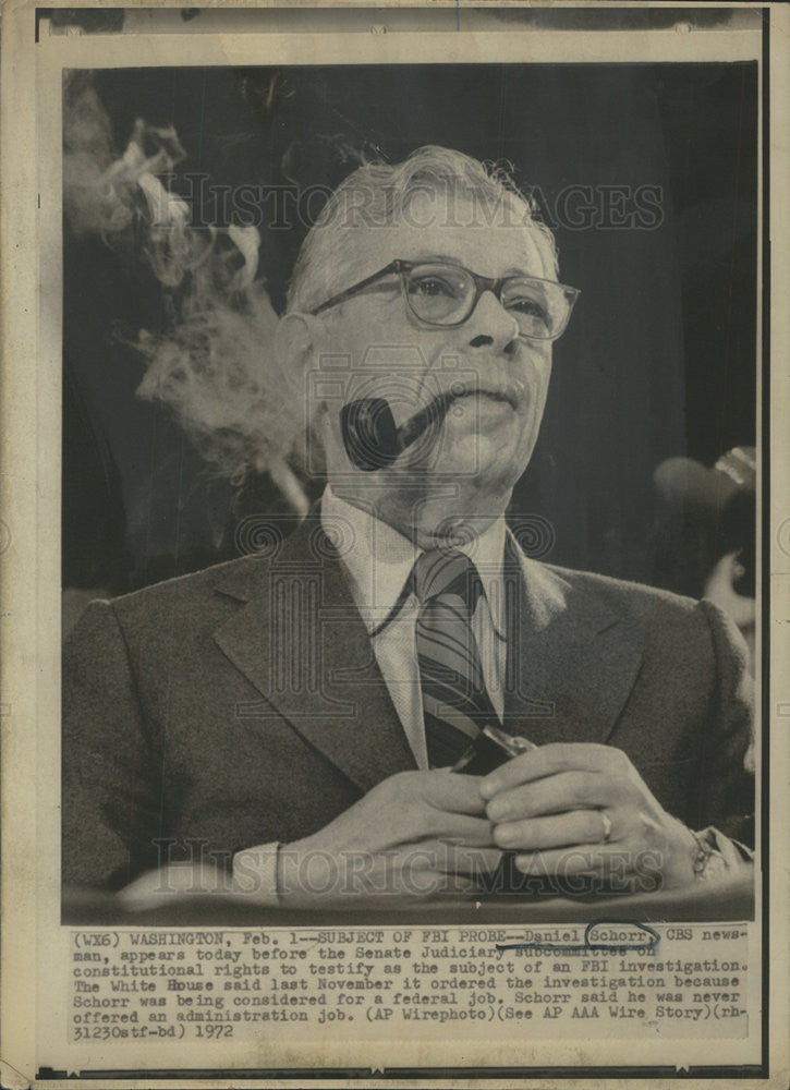 1972 Press Photo Daniel  Schorr at the Senate Judiciary house - Historic Images