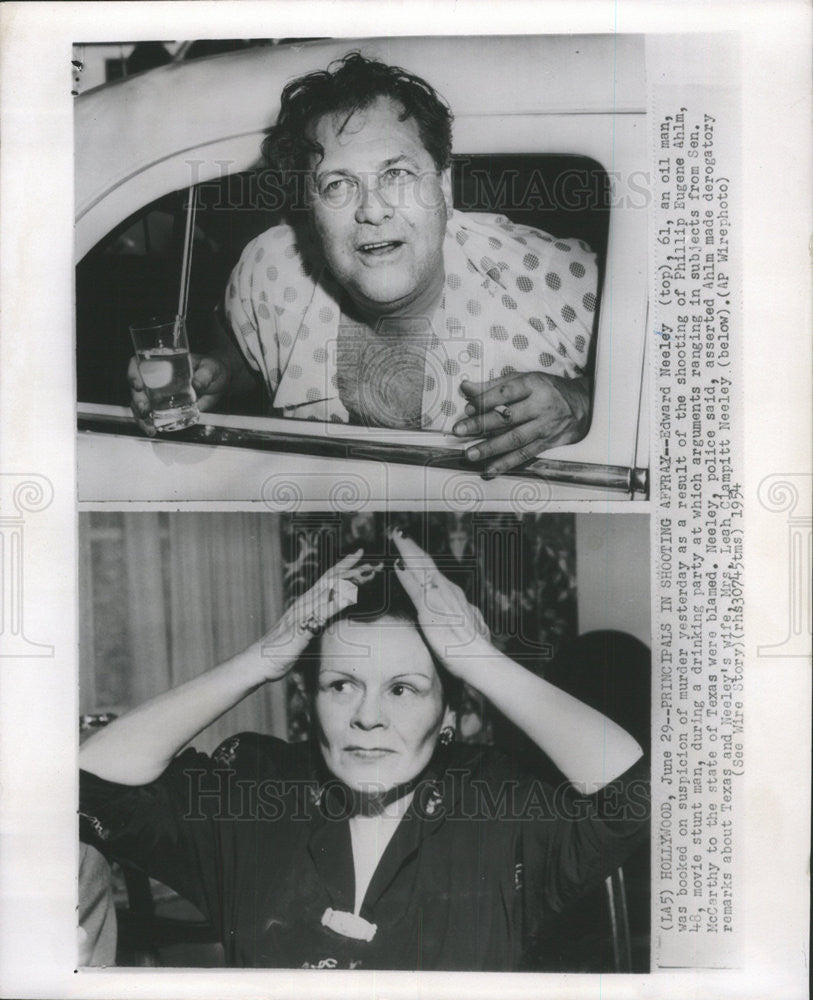 1954 Press Photo Ed Neeley,suspicion of murder and his wife - Historic Images