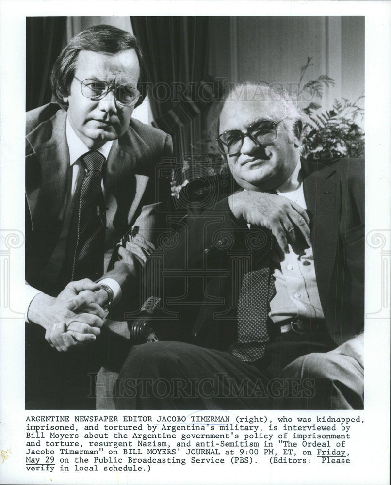 Press Photo Argentin  editor  Jacabo Timerman interviw with Bill Moyer - Historic Images